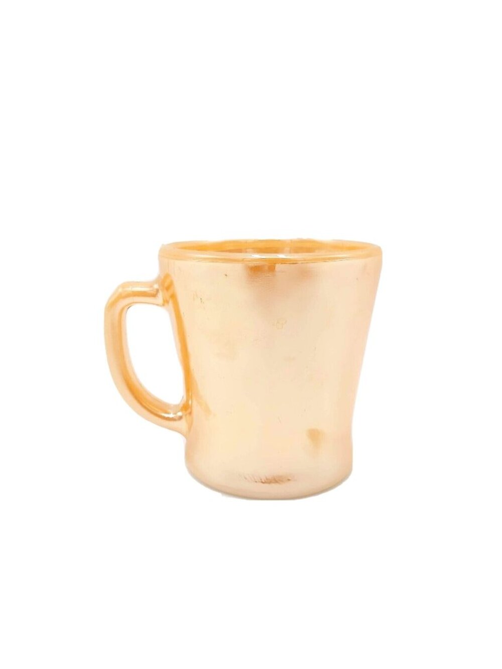 Anchor Hocking Fire-King Peach Lustre Iridescent Milk Glass Coffee Mug-USA